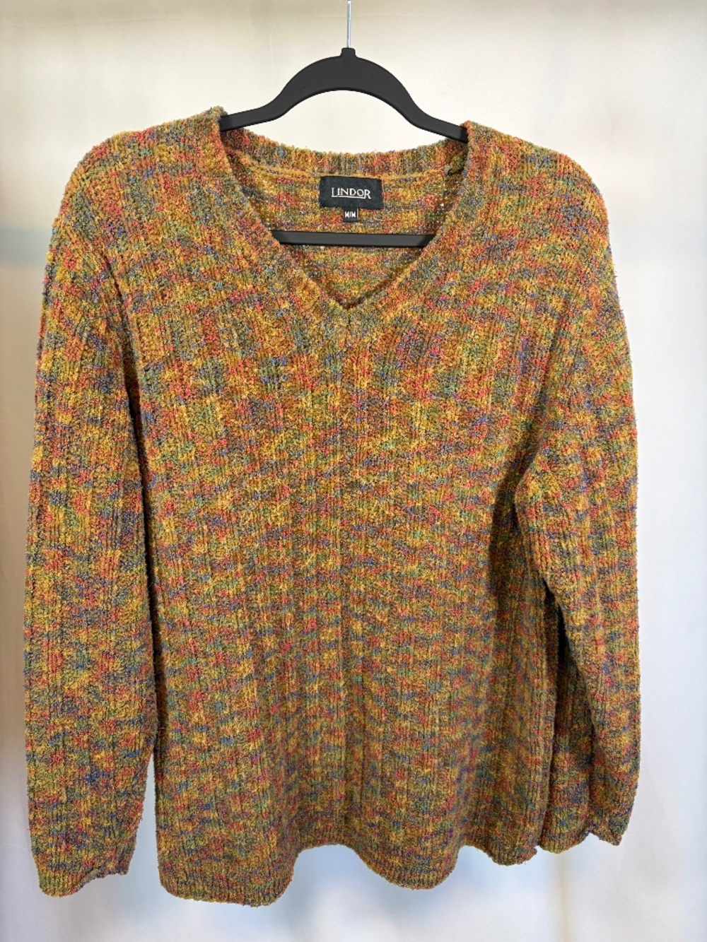 Lindor Space-Dye Bouclé Knit Sweater | Medium | Cozy Textured Pullover